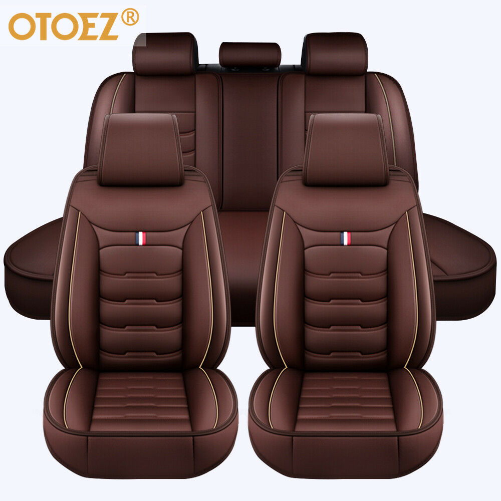 9pcs Car Seat Covers Set Full Surrounded Leather Universal Fit Vehicles Auto SUV