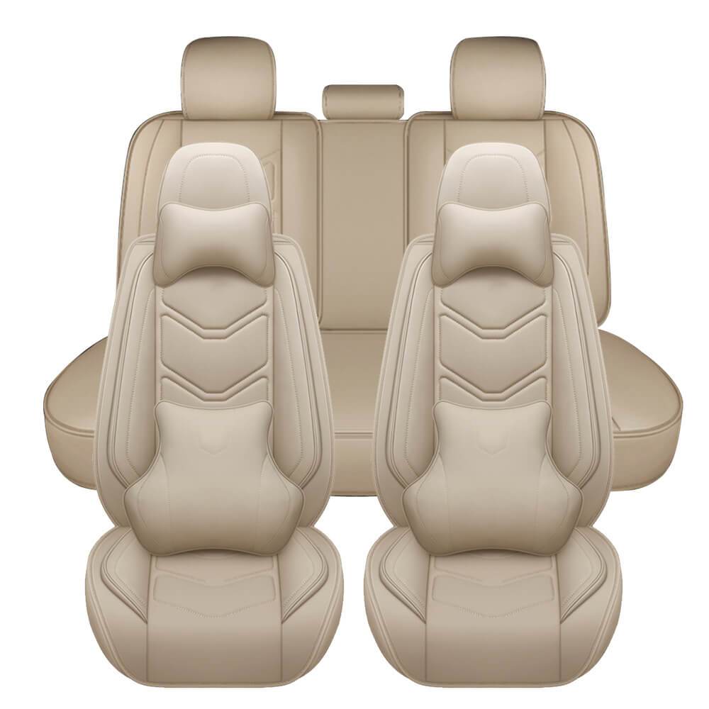 beige Leather Car Seat Covers Full Set