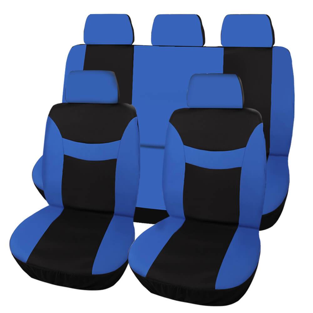 blue Universal Cloth Seat Cover with Steering Wheel Cover