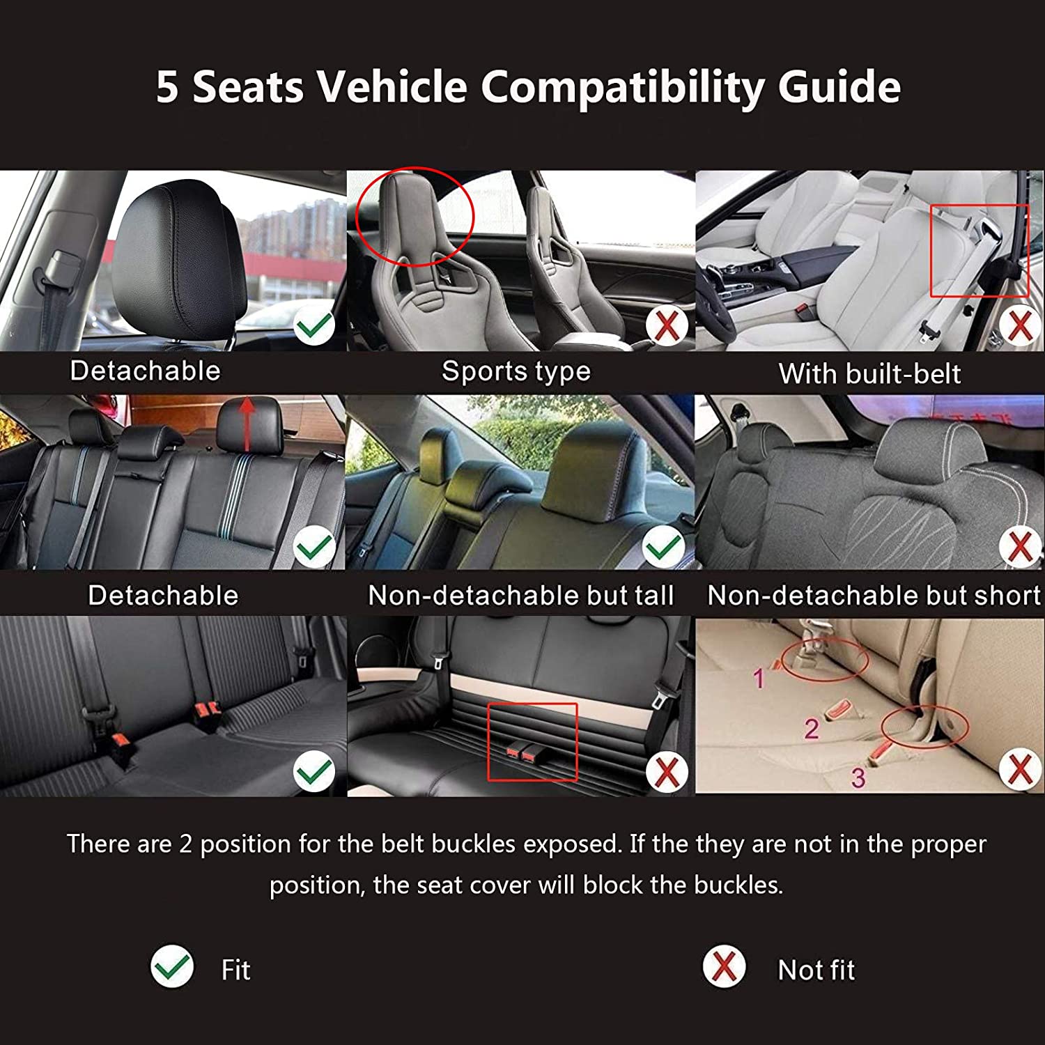 compatibility guide of 5 Seat Universal Car PU Leather Seat Cover