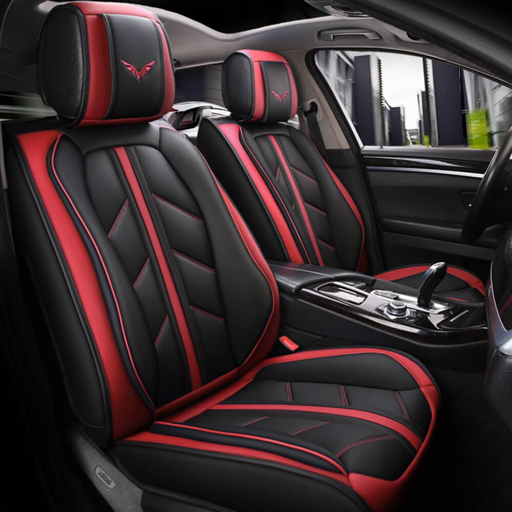 red and black Deluxe Leather Car Seat Covers