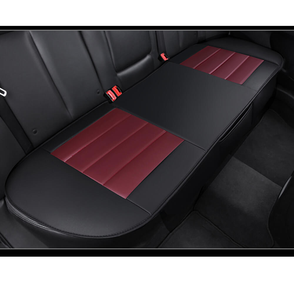 Car Rear Deluxe PU Leather Seat Pad Mat, Black and Red