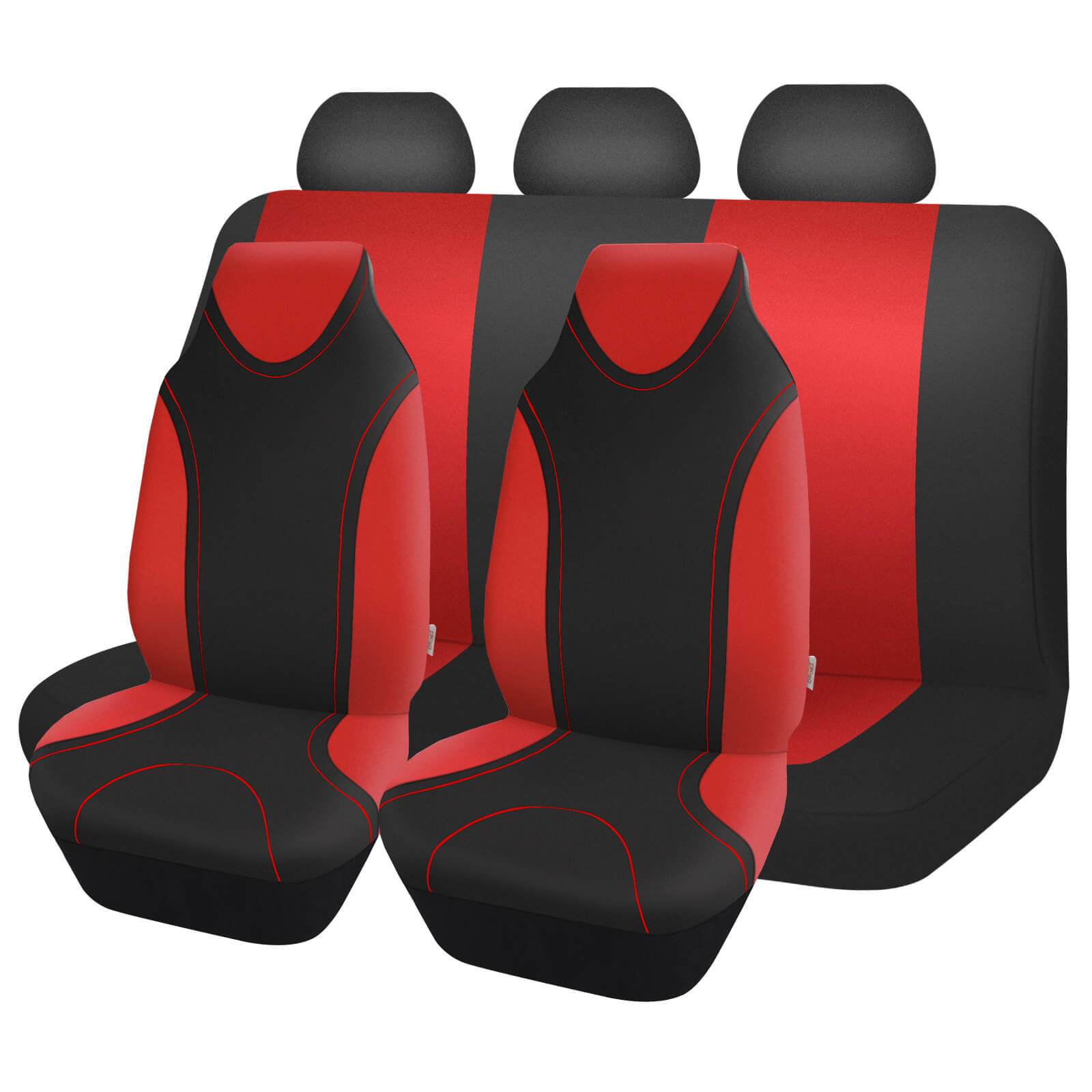 red Universal Cloth Car Seat Cover, 2 Seats / 5 Seats